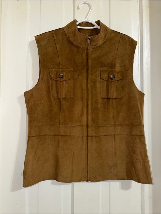 Ralph Lauren Jackets & Blazers - Ralph Lauren women's size XL Tan faux Suede Vest waistcoat zipper